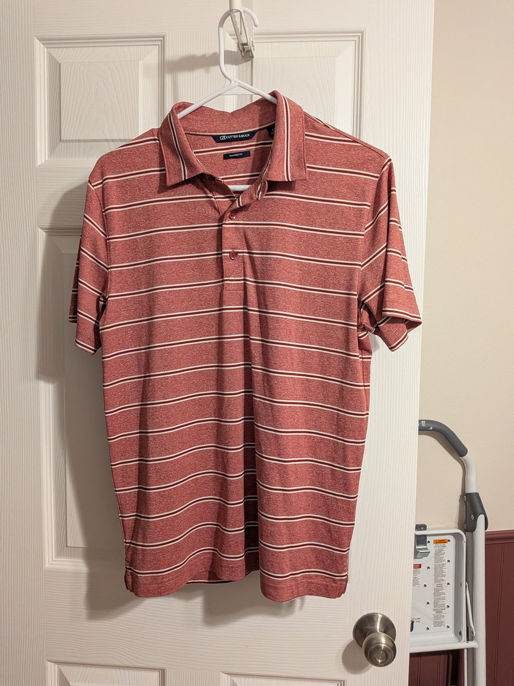 Cutter & Buck Rust Red Striped Polo